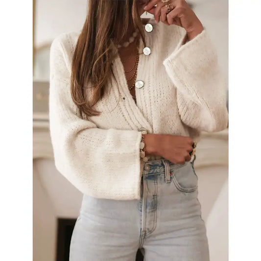 French Elegant Solid  Knit Top