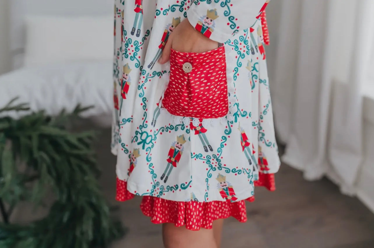 The Merry Nutcracker Tunic Dress – Red & Mint