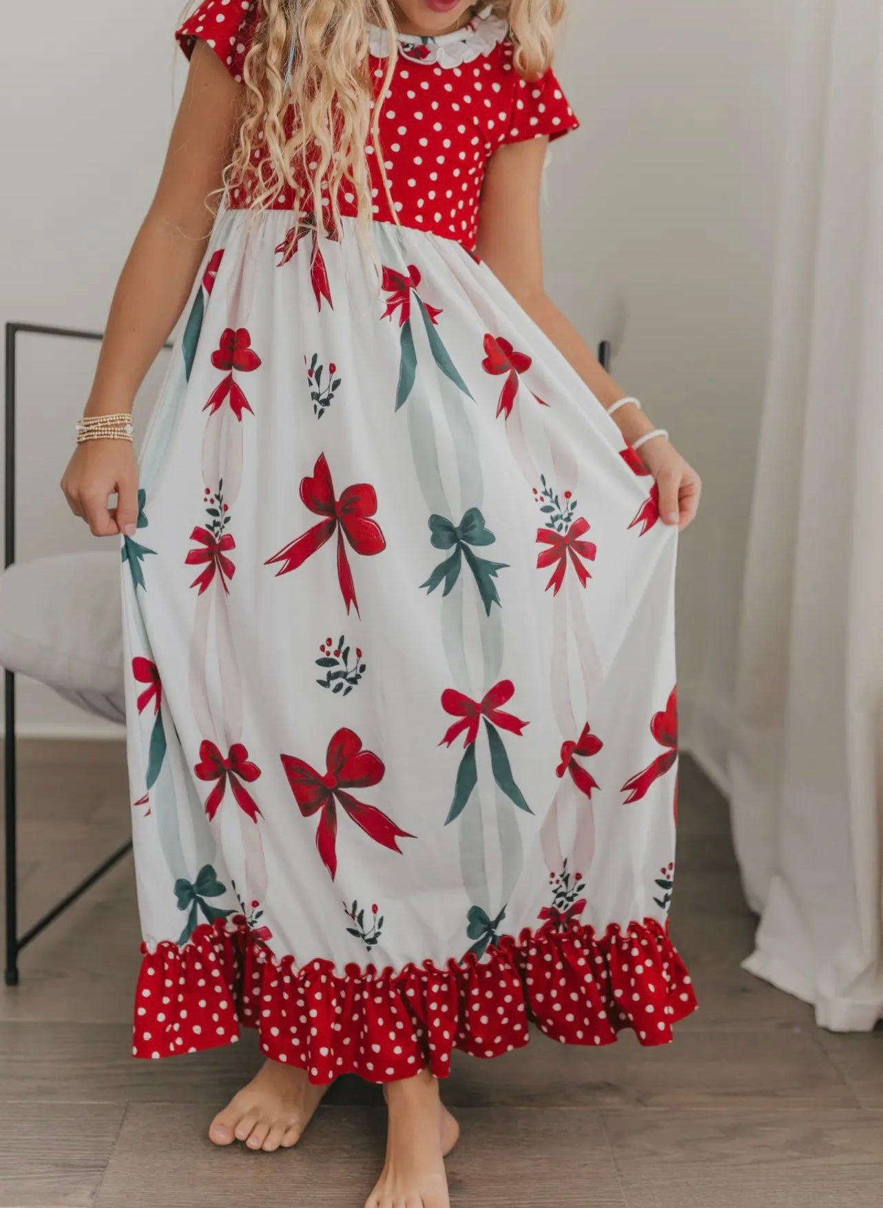 The Holly Jolly Bow Maxi – Red & White