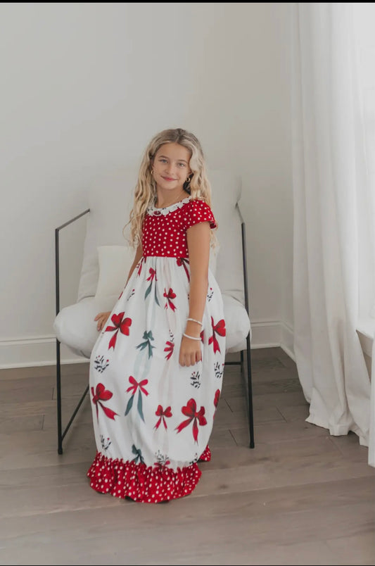 The Holly Jolly Bow Maxi – Red & White