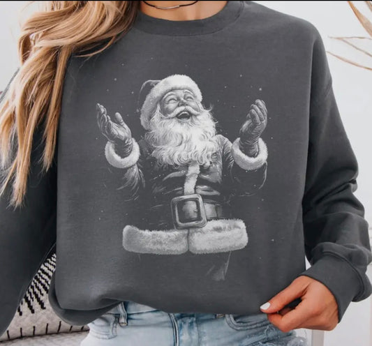 Vintage Santa Sweatshirt – Classic Charcoal Holiday Edition