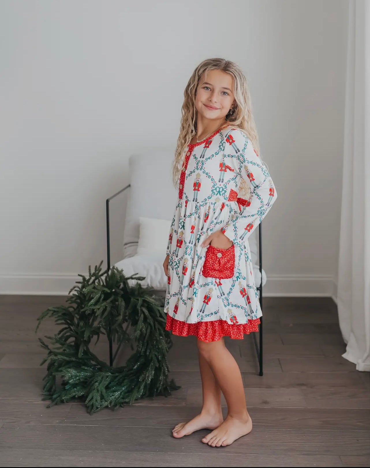 The Merry Nutcracker Tunic Dress – Red & Mint