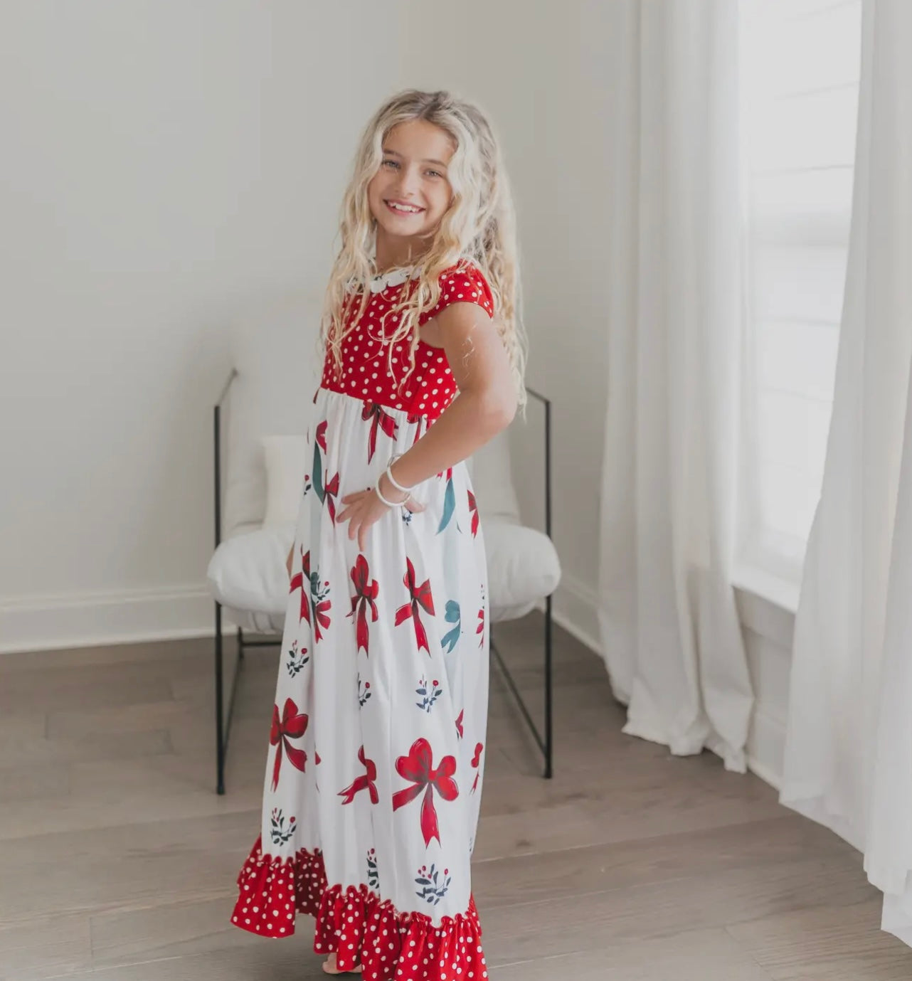 The Holly Jolly Bow Maxi – Red & White